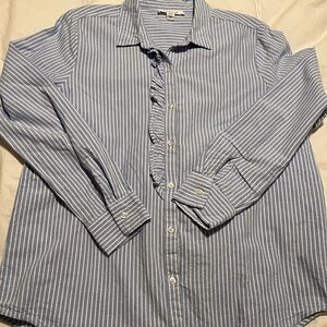beachlunchlounge Men's Blue and White Striped Shirt